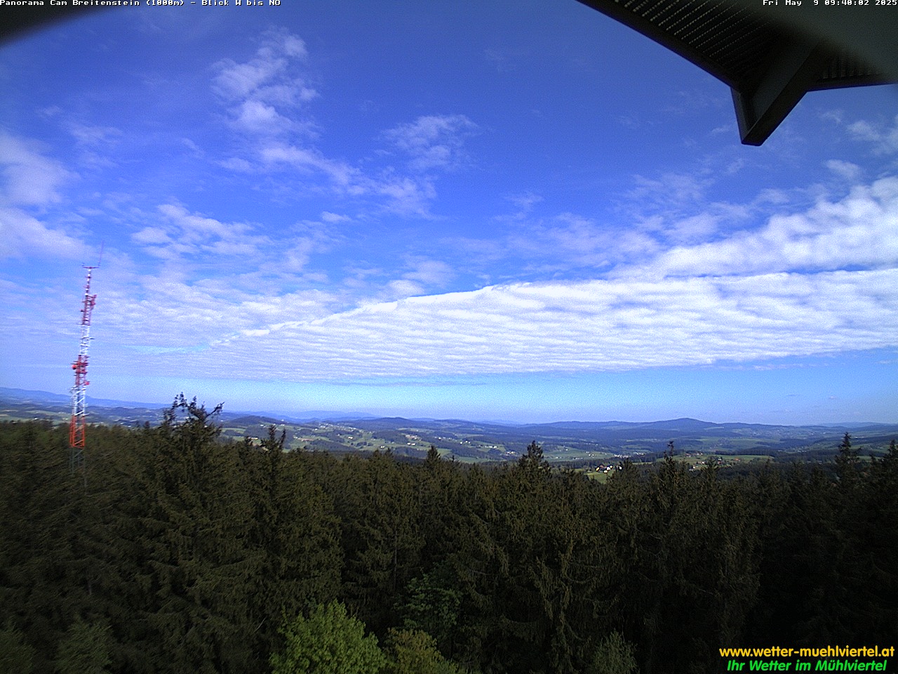 Blick vom Aussichtsturm Breitenstein Richtung Mühlviertel Aktualisierung alle 5 Minuten